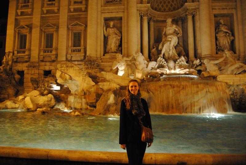 Penn State Lehigh Valley student stands in front of the Trevi fountain in Rome.